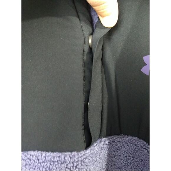 Under Armor Men's M Sherpa Jacket Purple Pullover Golf Snap 1/4 Top Loose Fit - Picture 7 of 12